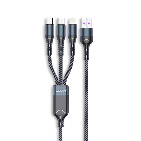 LT-333 Quick Charge Denim Braided 3-in-1 Data Cable